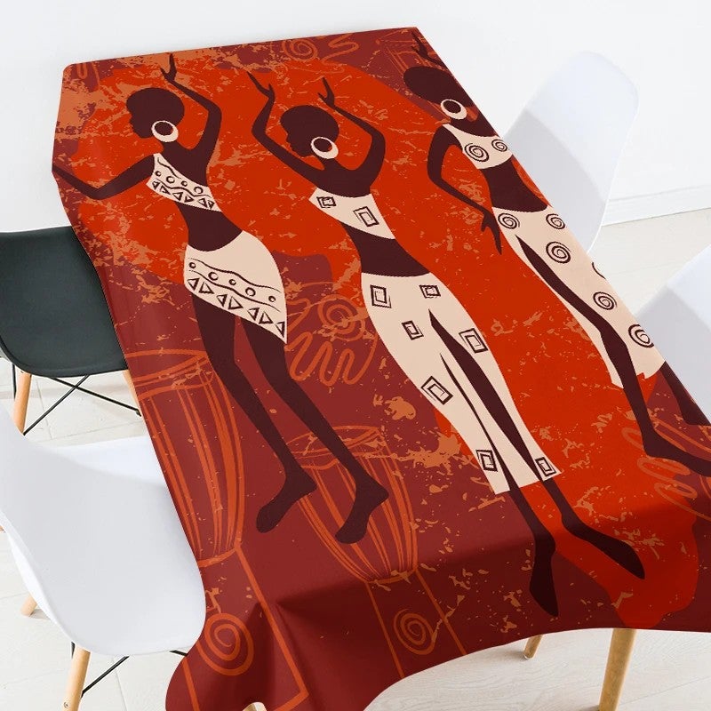 Bluejw Ethnic Style African National Stripe Car Geometric Yellow Home Polyester Tablecloth - Image 1